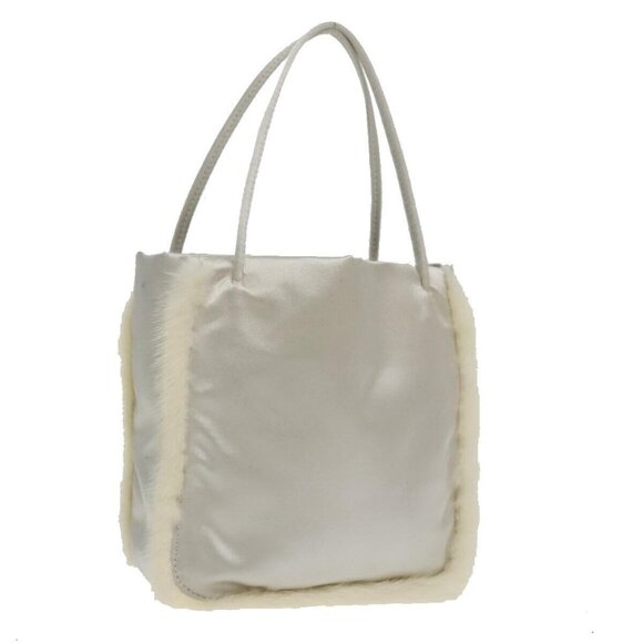 PRADA Hand Bag Satin White Auth 95345 - Picture 1 of 16
